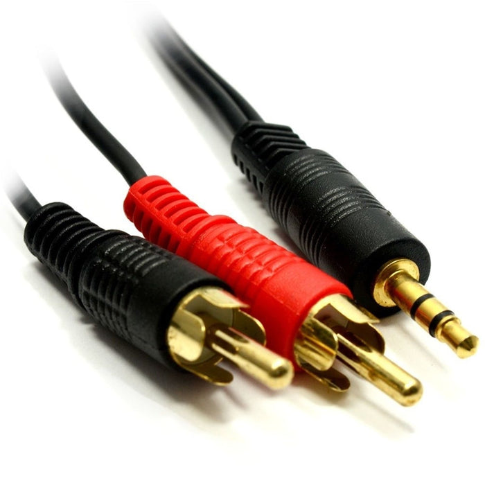 3.5mm (M) Stereo Jack to 2 x RCA Plug (M + M) 2m Black OEM Cable-Audio Visual-Gigante Computers