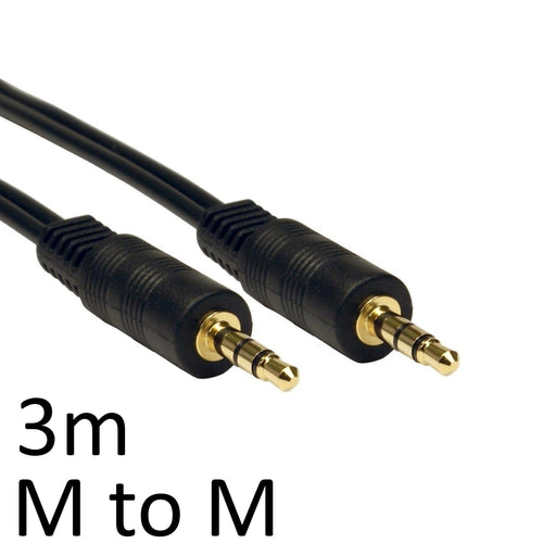 3.5mm (M) Stereo Plug to 3.5mm (M) Stereo Plug 3m Black OEM Cable-Audio Visual-Gigante Computers