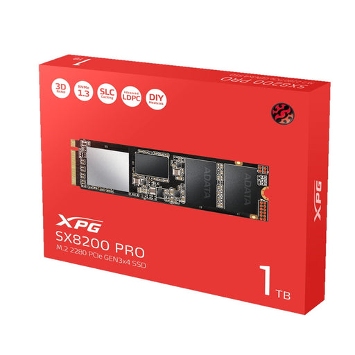 ADATA 1TB XPG SX8200 PRO M.2 NVMe SSD, M.2 2280, PCIe, 3D NAND, R/W 3500/3000MB/s, XPG Heatsink Included-Internal Hard Drives-Gigante Computers