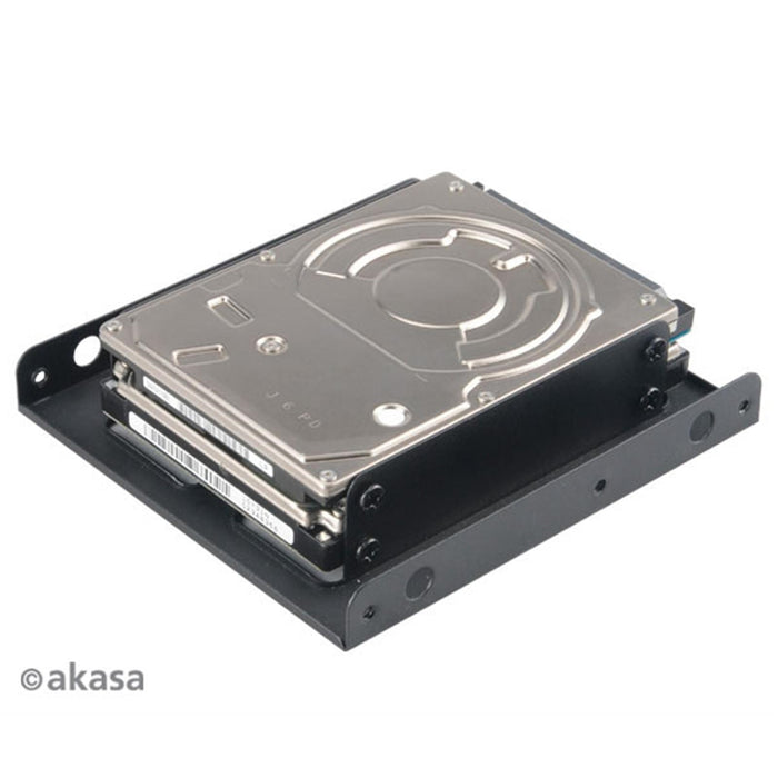 Akasa Dual 2.5 SSD / HDD Adapter Mount Fit 2 x 2.5 in a 3.5 bay-Enclosures Brackets-Gigante Computers