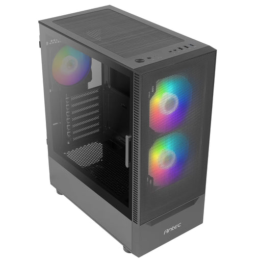 Antec NX410 Mid Tower 1 x USB 3.0 / 2 x USB 2.0 Tempered Glass Side Window Panel Black Case with Addressable RGB LED Fans-Cases-Gigante Computers