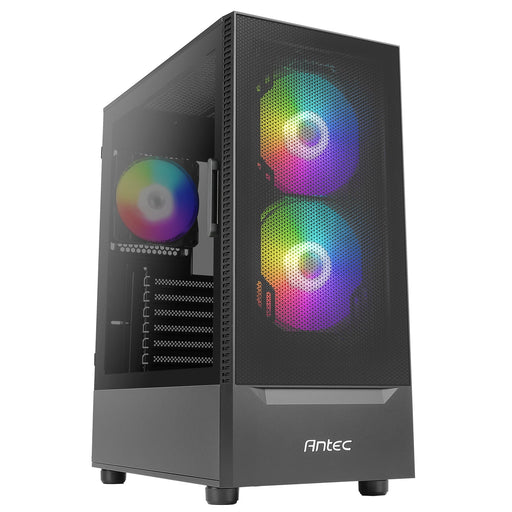 Antec NX410 Mid Tower 1 x USB 3.0 / 2 x USB 2.0 Tempered Glass Side Window Panel Black Case with Addressable RGB LED Fans-Cases-Gigante Computers
