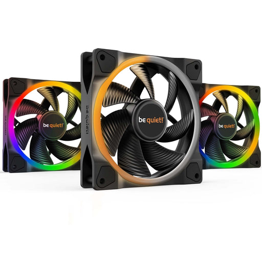 Be Quiet (BL076) Light Wings 12cm PWM ARGB Case Fans x3, Rifle Bearing, 18 LEDs, Front & Rear Lighting, Up to 1700 RPM, ARGB Hub included-Cooling-Gigante Computers