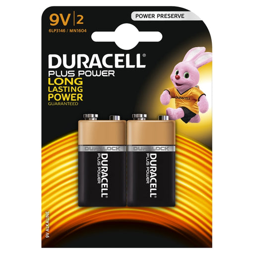 Duracell Plus Power Alkaline Pack of 2 9V Battery-Batteries Power Banks-Gigante Computers