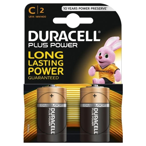 Duracell Plus Power Alkaline Pack of 2 C Batteries-Batteries Power Banks-Gigante Computers
