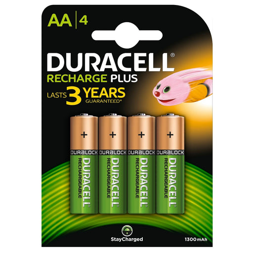 Duracell Recharge Plus Pack of 4 AA 1300mAh Rechargeable Batteries-Batteries Power Banks-Gigante Computers