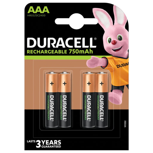 Duracell Recharge Plus Pack of 4 AAA 750mAh Rechargeable Batteries-Batteries Power Banks-Gigante Computers