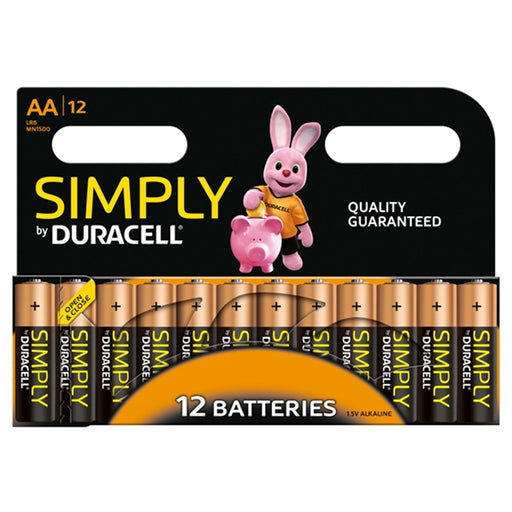 Duracell Simply Alkaline Pack of 12 AA Batteries-Batteries Power Banks-Gigante Computers