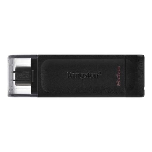 Kingston DT70/64GB DataTraveler 64GB USB Flash Drive, USB 3.2, USB-C, Gen1, 80MB/s, Cap Design, Black, Retail.-USB Memory-Gigante Computers