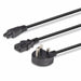 Lindy 30374 2.5m UK 3 Pin Plug to IEC C13 & IEC C5 Splitter Extension Cable, Black-Cables-Gigante Computers