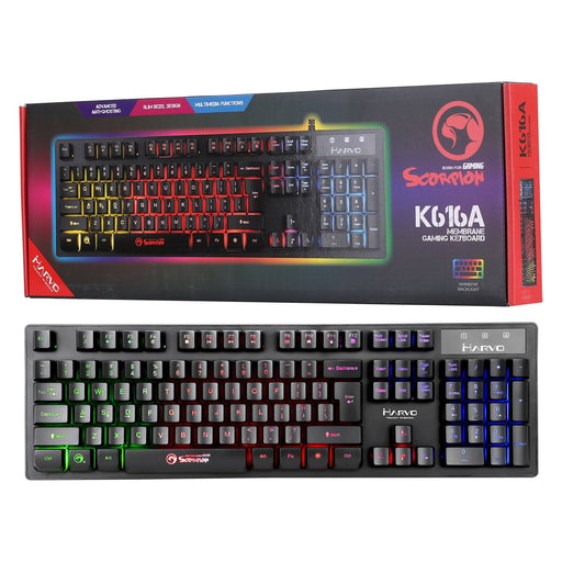 Marvo Scorpion K616A 3 Colour LED USB Gaming Keyboard-Keyboards-Gigante Computers