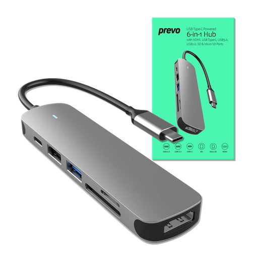 PREVO C605A USB Type-C 6-In-1 Hub with HDMI-USB Hubs-Gigante Computers