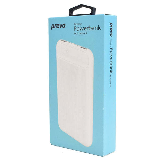PREVO SP3012 10000mah Dual Slim Portable Power Bank White-Batteries Power Banks-Gigante Computers