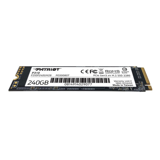 Patriot P310 (P310P240GM28) 240GB M.2 Interface, PCIe x3, 2280 Length, Read 1700MB/s, Write 1000MB/s, 3 Year Warranty-Hard Drives-Gigante Computers