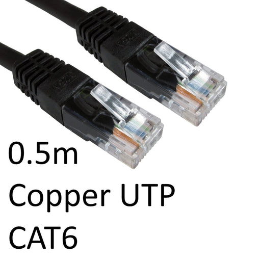 RJ45 (M) to RJ45 (M) CAT6 0.5m Black OEM Moulded Boot Copper UTP Network Cable-Network Cables-Gigante Computers