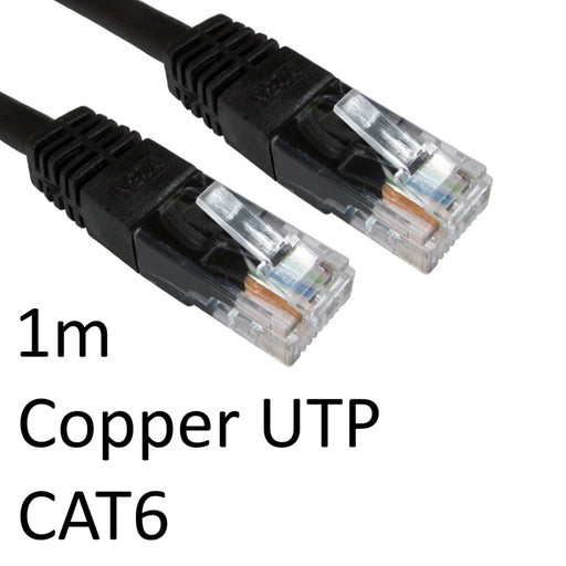 RJ45 (M) to RJ45 (M) CAT6 1m Black OEM Moulded Boot Copper UTP Network Cable-Network Cables-Gigante Computers