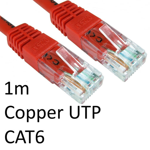 RJ45 (M) to RJ45 (M) CAT6 1m Red OEM Moulded Boot Copper UTP Network Cable-Network Cables-Gigante Computers