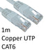 RJ45 (M) to RJ45 (M) CAT6 1m White OEM Moulded Boot Copper UTP Network Cable-Network Cables-Gigante Computers