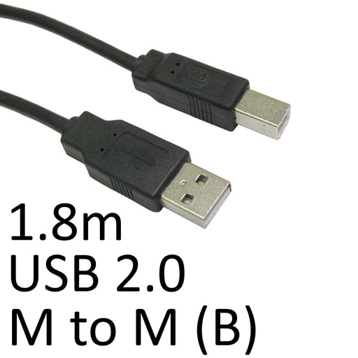 Spire USB Printer Cable, 1.8 Metres, Type A to B, Black-Printer-Gigante Computers