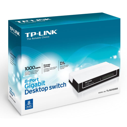 TP-LINK (TL-SG1008D V8) 8-Port Gigabit Unmanaged Desktop Switch, Plastic Case-Switches-Gigante Computers