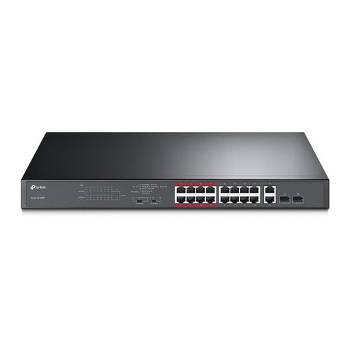 TP-LINK (TL-SL1218MP) 16-Port 10/100Mbps + 2-Port GB Unmanaged PoE Switch, 2 combo GB SFP Slots, 16-Port PoE-Switches-Gigante Computers
