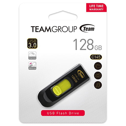 Team C145 128GB USB 3.0 Yellow USB Flash Drive-Memory-Gigante Computers