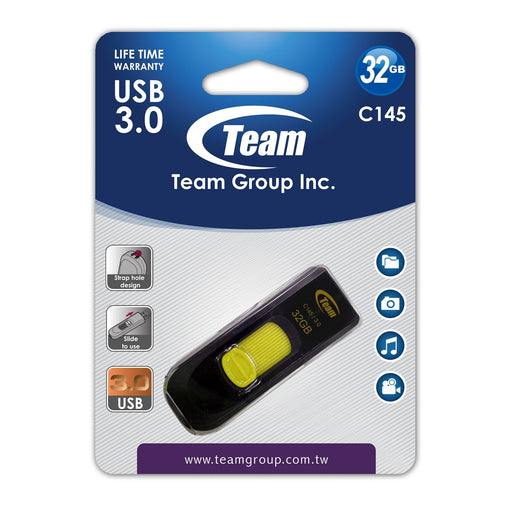 Team C145 32GB USB 3.0 Yellow USB Flash Drive-USB Memory-Gigante Computers