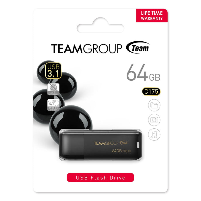 Team C175 64GB USB 3.1 Black USB Flash Drive-USB Memory-Gigante Computers
