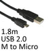 USB 2.0 A (M) to USB 2.0 Micro B (M) 1.8m Black OEM Data Cable-Data Cables-Gigante Computers