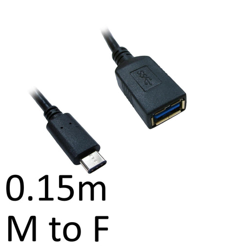 USB 3.1 C (M) to USB 3.0 A (F) 0.15m Black OEM Data Adapter-Data Cables-Gigante Computers
