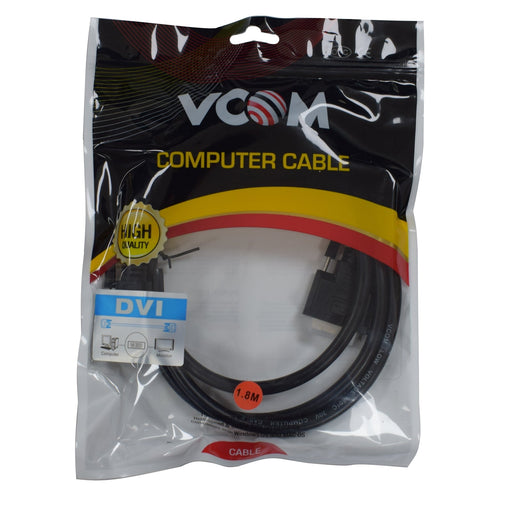 VCOM DVI-D (M) to DVI-D (M) 1.8m Black Retail Packaged Display Cable-Retail Packaged Cables-Gigante Computers
