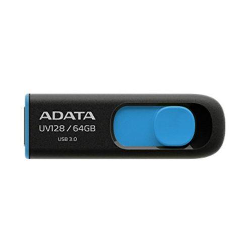 ADATA 64GB USB 3.0 Memory Pen, Retractable, Capless, Black & Blue-USB Memory-Gigante Computers