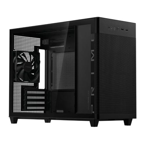 Asus Prime AP201 Gaming Case w/ Tempered Glass Window, Micro ATX, USB-C, Tool-free Panels, 338mm GPU & 360mm Radiator Support, Black-Cases-Gigante Computers