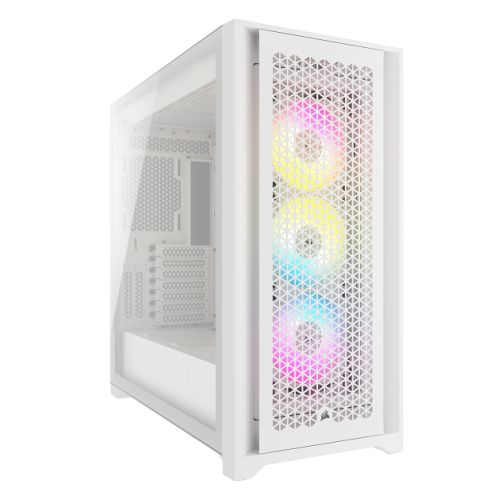 Corsair iCUE 5000D RGB AIRFLOW Gaming Case w/ Glass Window, E-ATX, 3x AF120 RGB Fans, High-Airflow Front, USB-C, RGB Controller, White-Cases-Gigante Computers