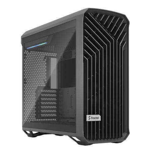 Fractal Design Torrent (Grey Light TG) Gaming Case w/ Light Tint Glass Windows, E-ATX/SSI-EEB, 5 Fans, Fan Hub, Maximized Cooling, Open Front Grille, USB-C-Cases-Gigante Computers