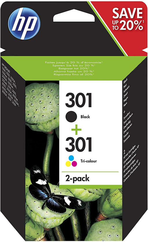 HP 301 Black and Tri-colour Original Ink Cartridges 2-Pack-Ink Cartridges-Gigante Computers