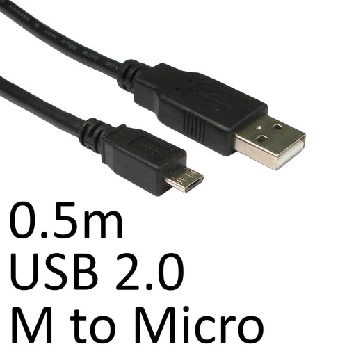 USB 2.0 A (M) to USB 2.0 Micro B (M) 0.5m Black OEM Data Cable-Data Cables-Gigante Computers