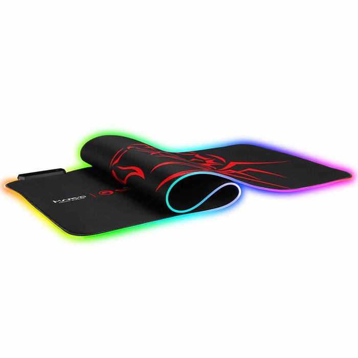 Marvo MG010 Gaming Mouse Pad, 7 colour LED with 3 RGB Effects, XL 800x310x4mm, USB Connection, Soft Microfiber Surface for speed and control with Non-Slip Rubber Base and Stitched Edges, Black