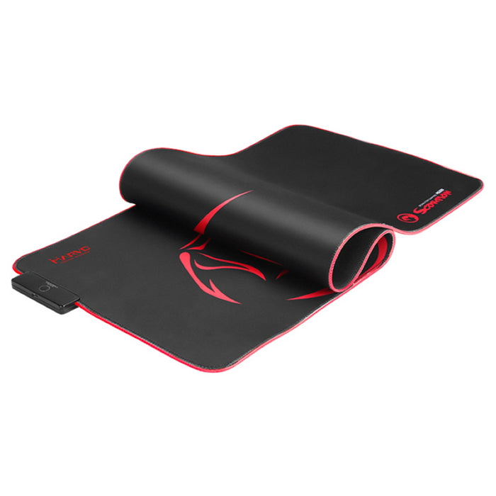 Marvo MG010 Gaming Mouse Pad, 7 colour LED with 3 RGB Effects, XL 800x310x4mm, USB Connection, Soft Microfiber Surface for speed and control with Non-Slip Rubber Base and Stitched Edges, Black