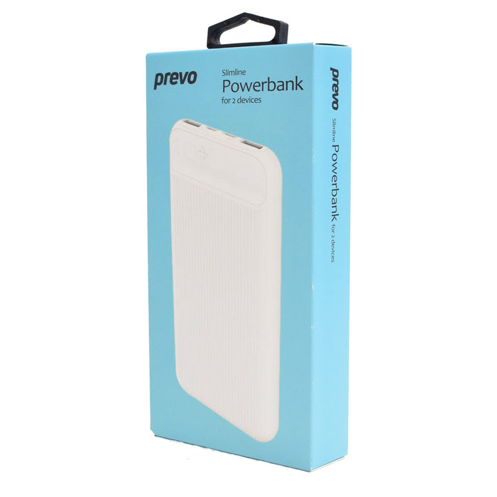 PREVO SP3012 10000mah Dual Slim Portable Power Bank White