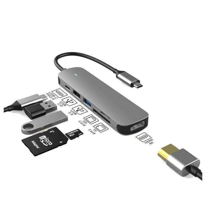 PREVO C605A USB Type-C 6-In-1 Hub with HDMI