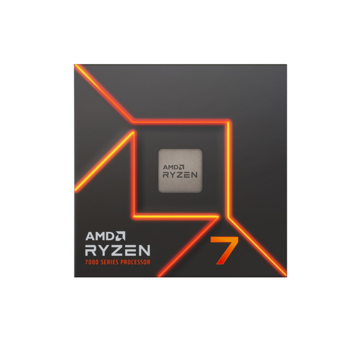 AMD Ryzen 7 7700X with Radeon Graphics, 8 Core Processor, 16 Threads, 4.5Ghz up to 5.4Ghz Turbo, 40MB Cache, 105W, No Fan