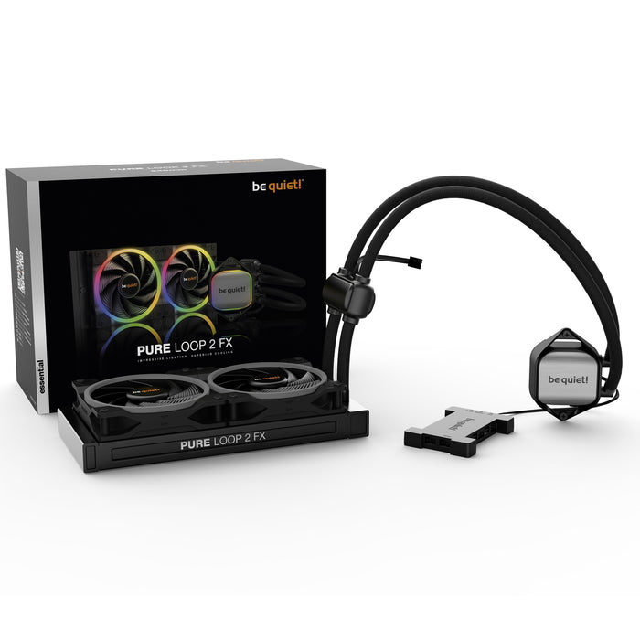 Be Quiet! Pure Loop 2 FX ARGB 240mm Liquid CPU Cooler, 2 x 12cm Light Wings ARGB Fans, ARGB PWM Hub