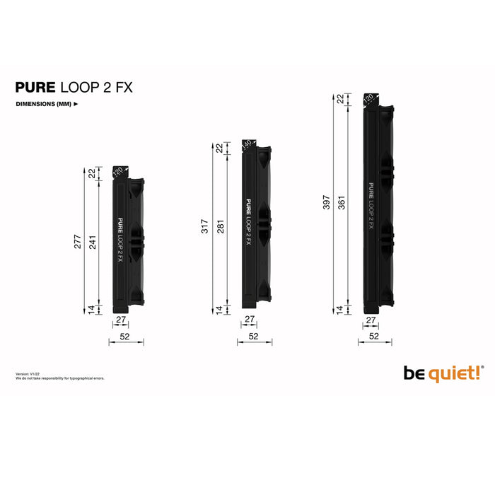 Be Quiet! Pure Loop 2 FX ARGB 240mm Liquid CPU Cooler, 2 x 12cm Light Wings ARGB Fans, ARGB PWM Hub