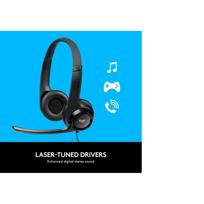 Logitech H390 USB Headset with Boom Microphone, In-line Controls,  Enhanced Digital Audio, Padded Headband & Earcups,