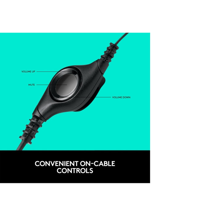 Logitech H390 USB Headset with Boom Microphone, In-line Controls,  Enhanced Digital Audio, Padded Headband & Earcups,