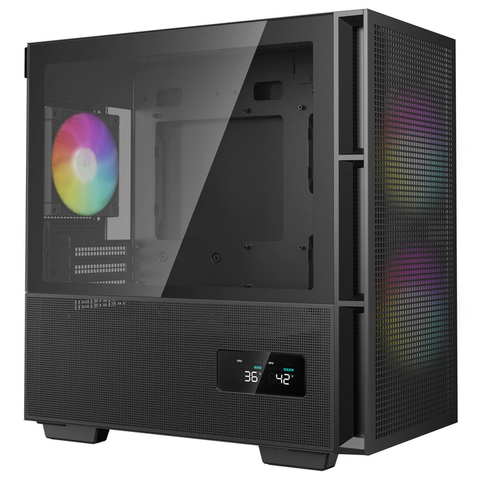 DeepCool CH360 Digital Gaming Case: Black Mid Tower with Tempered Glass Side Window Panel, Advanced Cooling, USB 3.0/USB-C Ports, Pre-Installed Fans, Micro ATX/Mini-ITX