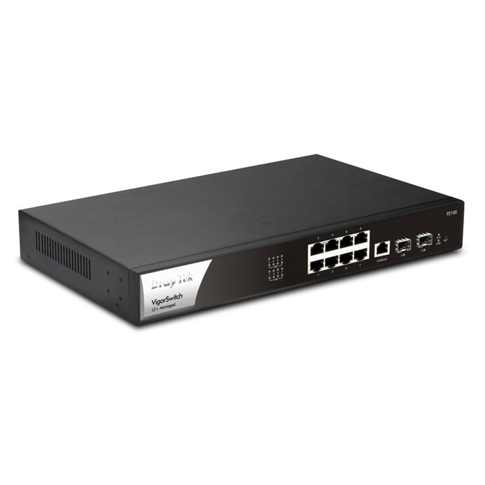 DrayTek VSP2100-K VigorSwitch P2100 8 Port Gigabit POE Layer 2+ Managed Switch with 2 SFP Uplink Ports