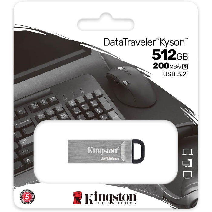 Kingston DataTraveler DTKN/512GB Kyson USB flash drive, 512 GB, USB 3.2 Gen 1 , Capless, Metal