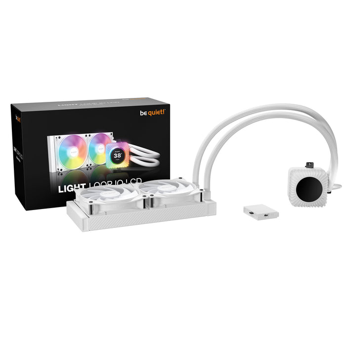 be quiet! Light Loop IO LCD 240mm White AIO CPU Liquid Cooler, IPS Display, ARGB, 2x Light Wings LX 120mm PWM Fans and IO Controller